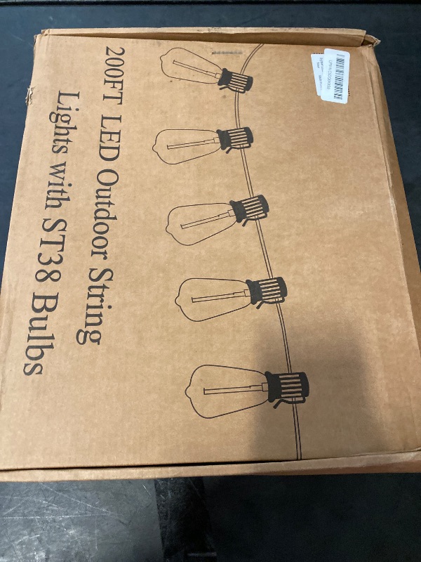 Photo 1 of Brightever 200FT Outdoor String Lights with Remote, 2700K/4000K/5000K Selectable LED String Lights for Outside with 100+4 ST38 Edison Bulbs, 3 Modes Dimmable Patio Lights Waterproof for Camping, Deck