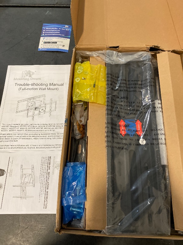 Photo 1 of Mounting Dream TV Wall Mount for Most 32-65 Inch TV, Full Motion TV Mount with Dual Arms, Wall Mount Bracket with Swivel and Tilt, Fits 16", 18", 24" Studs, Max VESA 400x400mm, 99 LBS, MD2380-24K