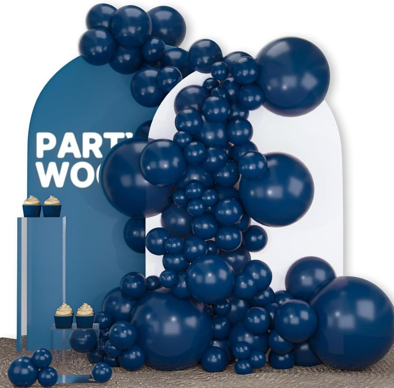 Photo 1 of Navy Blue Balloons 140pcs Different Sizes of 18 12 10 5 Inch Dark Blue Balloon Arch Kit Garland for Graduation Wedding Sports Theme Boy Baby Shower Men Birthday Party Decorations Blue