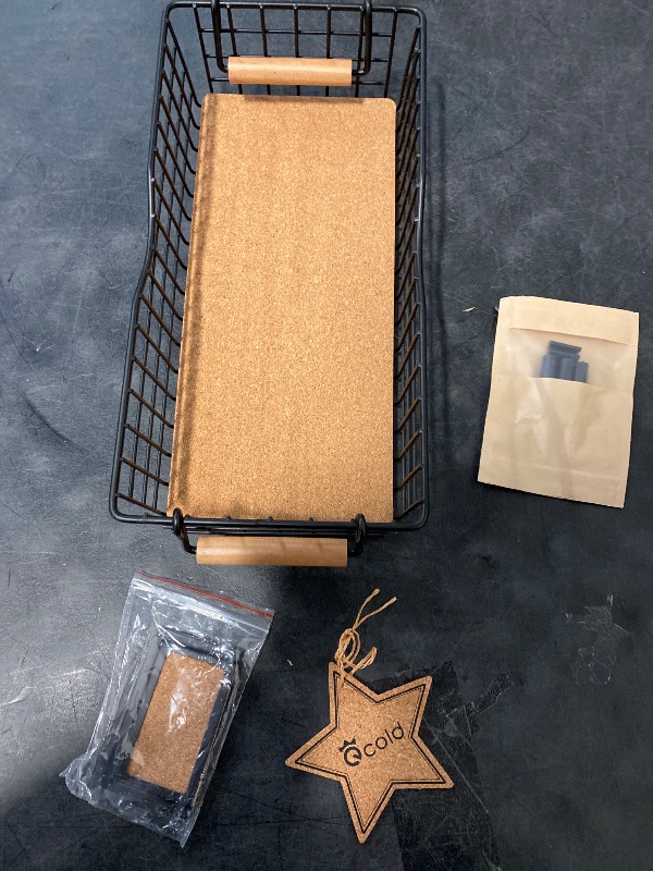 Photo 1 of Bathroom Tray and Organizer Basket,Storage Baskets with Wooden Handles, Multipurpose for Bathroom, Coffee Bar, Kitchen cabinet, Living Room - Black