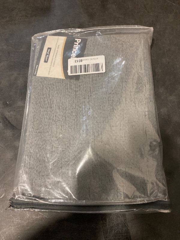 View 3 of PrinceDeco Blackout Curtains 64" Long 2 Panels Set 100% Blackout Curtains for Bedroom Grommet Top Thermal Insulated with White Liners Flax Textured Full Blackout Window Draperies,W42 X L64, Grey