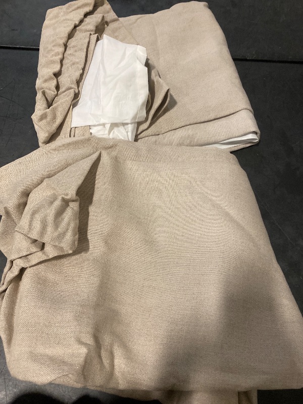 Photo 1 of 96 Inches Long Linen Semi Sheer Curtains for Living Room 2 Panel Set, Light Filtering Drapes Natural Textured with Rod Pocket Back Tab for Farmhouse Bedroom, Each Panel 52 Inch Wide