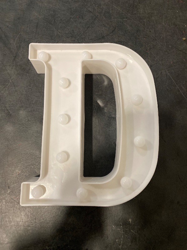 Photo 1 of Illumify 6.3 x 1.2 x 8.7 Inch Light Up Letter 1 Durable Marquee LED Light - Letter D Touchproof White Plastic Party Light Keyhole Slot For Parties Weddings Or Special Events