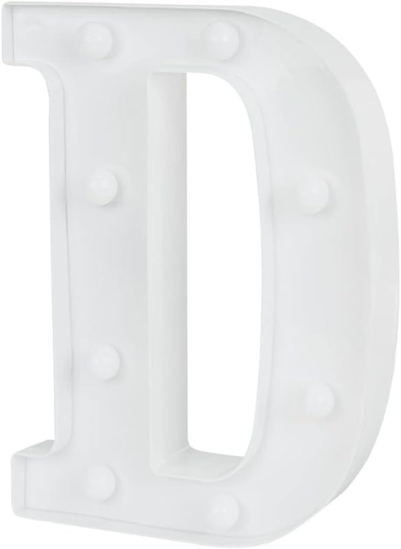 Photo 1 of Illumify 6.3 x 1.2 x 8.7 Inch Light Up Letter 1 Durable Marquee LED Light - Letter D Touchproof White Plastic Party Light Keyhole Slot For Parties Weddings Or Special Events
