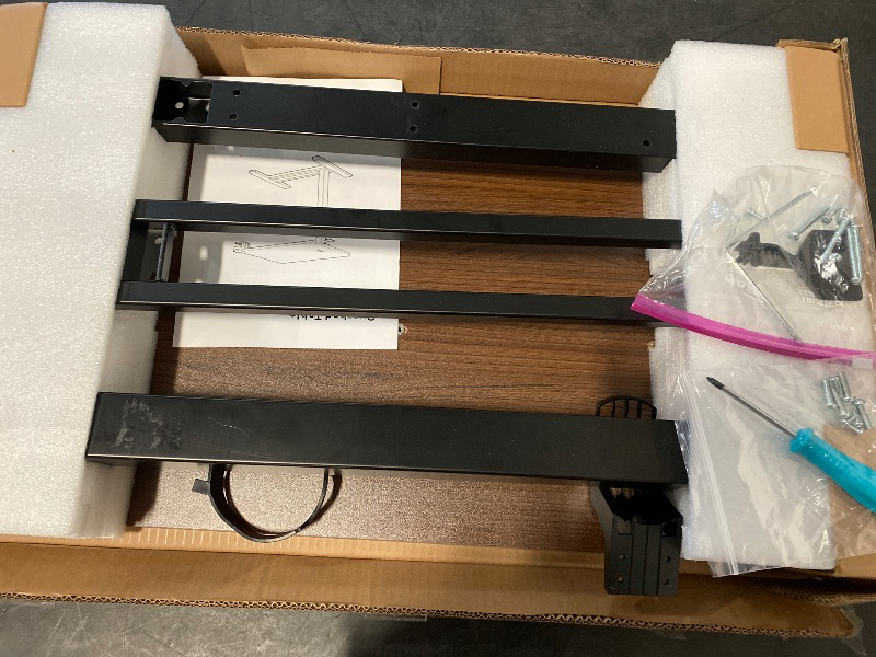 Photo 1 of Medical Overbed Adjustable Bedside Table with Hidden Casters, Pneumatic Mobile Rolling Laptop Standing Desk with Tray for Home and Hospital Use, Mahogany