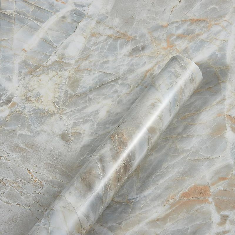 Photo 1 of ANT Marble Contact Paper Peel and Stick Self Adhesive Removable Easy Install Liner Wallpaper for Countertop Furniture Drawers Shelves Waterproof Vinyl Film 17.7" x 240in
