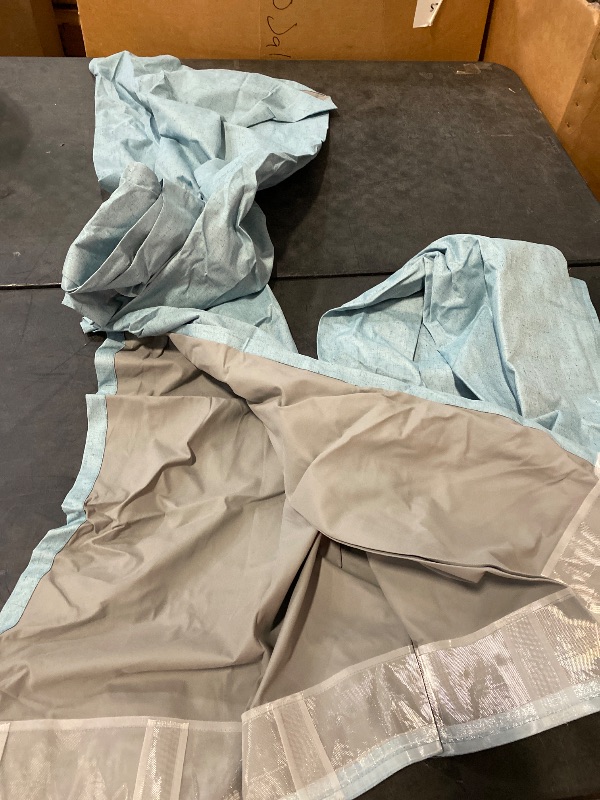 Photo 1 of 100% Blackout Linen Curtains 84 Inch Length 2 Panels Set for Living Room Bedroom Back Tab Thermal Insulated Black Out Linen Drapes Room Darkening Window Curtains 84 Inches Long,Light Blue