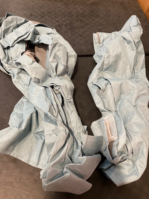 Photo 1 of 100% Blackout Linen Curtains 84 Inch Length 2 Panels Set for Living Room Bedroom Back Tab Thermal Insulated Black Out Linen Drapes Room Darkening Window Curtains 84 Inches Long,Light Blue