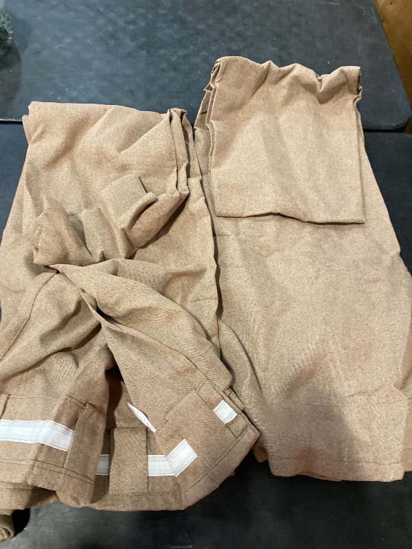 Photo 1 of Farmhouse Curtains for Living Room 84 Inch Length, Blackout Thick Heavy-Duty Linen Textured Curtain Drapes Country Decor Rustic Camel Brown 50 by 84 Inch 2 Panels Back Tab Loop Pocket