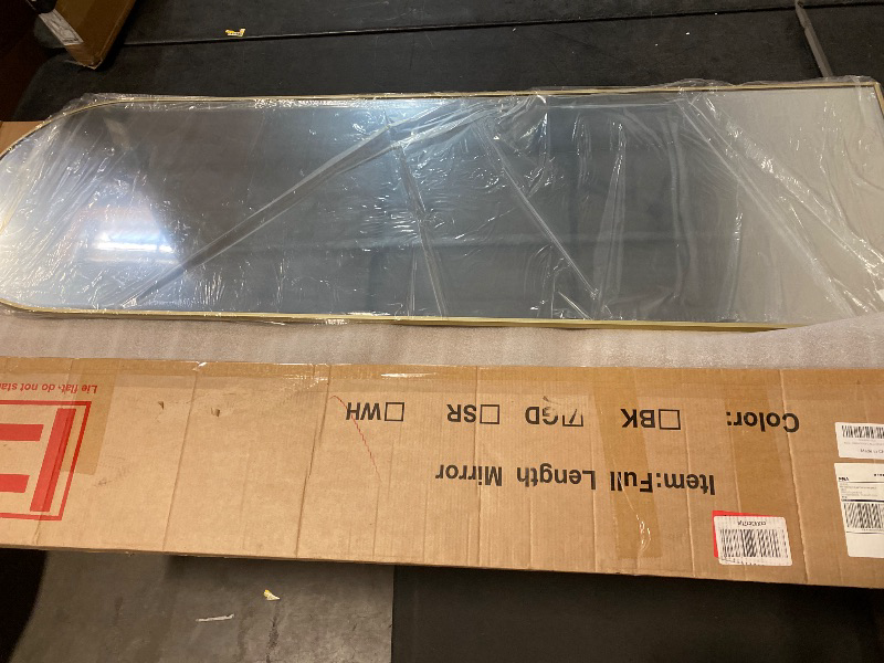 Photo 1 of 58"x18" Arched Full Length Mirror - Floor Standing or Wall Mounted with Stand, Aluminum Frame & Shatter-Proof Glass, Gold Freestanding Mirror for Bedroom, Living Room, Entryway Decor