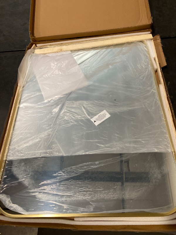 Photo 1 of 24x32 Inch Gold Bathroom Mirror – Brushed Gold Rectangular Vanity Mirror, Wall-Mounted, Anti-Rust Metal Frame, Tempered Glass, Vertical & Horizontal Hanging