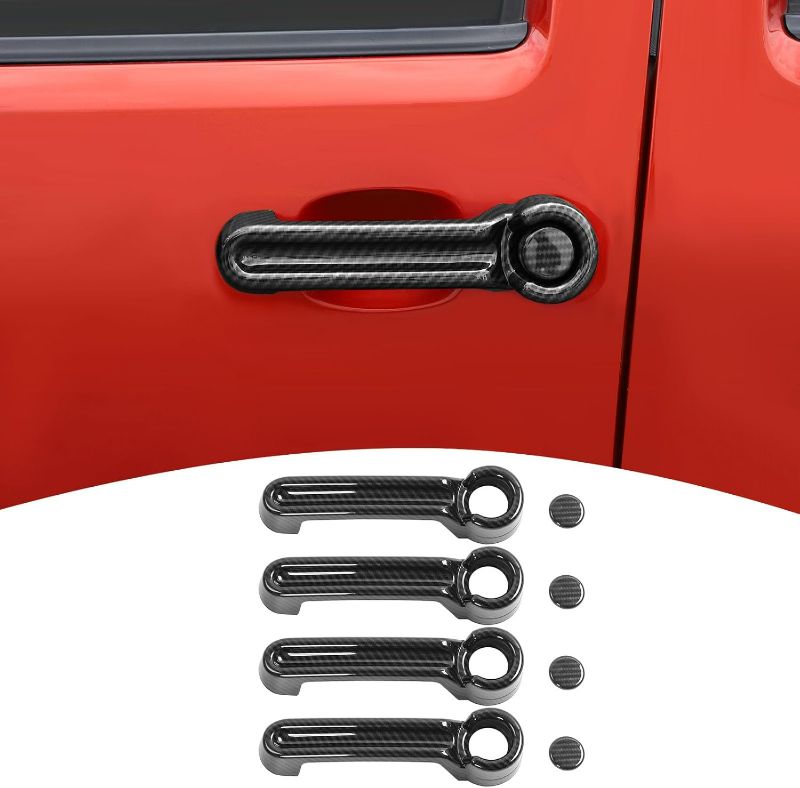 Photo 1 of Nitro Door Handle Cover Trim for Dodge Nitro 2007-2012 for Jeep Liberty 2007-2012 Black Carbon Fiber Exterior Accessories 4pcs