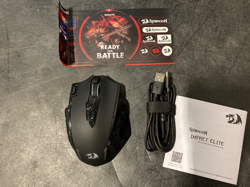 View 2 of Redragon M913 Impact Elite Wireless Gaming Mouse, 16000 DPI Wired/Wireless RGB Gamer Mouse with 16 Programmable Buttons, 45 Hr Battery and Pro Optical Sensor, 12 Side Buttons MMO Mouse