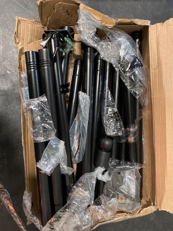 Photo 1 of 1 Inch Bay Window Curtain Rods Corner Curtain Rods Set 30-87 Inch Center Rod for Windows 30-63 Inch Side Rods,Curtain Rods Set (Black)