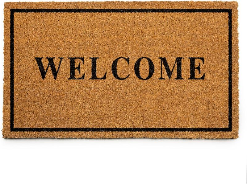 Photo 1 of Door Mat with Heavy Duty Backing, Welcome Doormat, 17.5”x30” Size, Easy to Clean Entry Mat, Beautiful Color and Sizing for Outdoor and Indoor uses, Home Décor