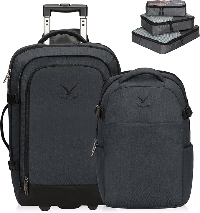Photo 1 of Hynes Eagle 2 in 1 Travel Backpack 22 inches Carry on Luggage 63L Rolling Backpack for Men Women with Packing Cubes 3PCS Set