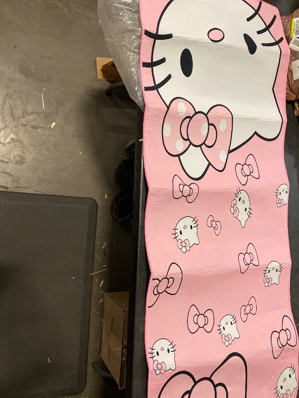 Photo 1 of Pink Washable Runner Rug 2' x 5' 3" Cute Cartoon Kitten Face Pattern Non-Slip Area Rugs Kawaii Carpet Home Decor Carpet for Living Room Bedroom Entryway Rug