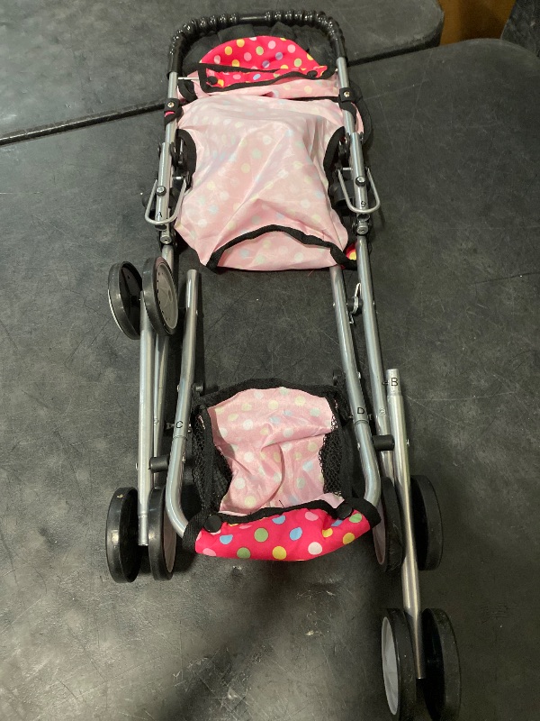 Photo 1 of Doll Stroller My First Baby Doll Strollers Toy - Flower Design with Basket in The Bottom- Doll Accessories 2 Free Magic Bottles Included (Polka Dot)