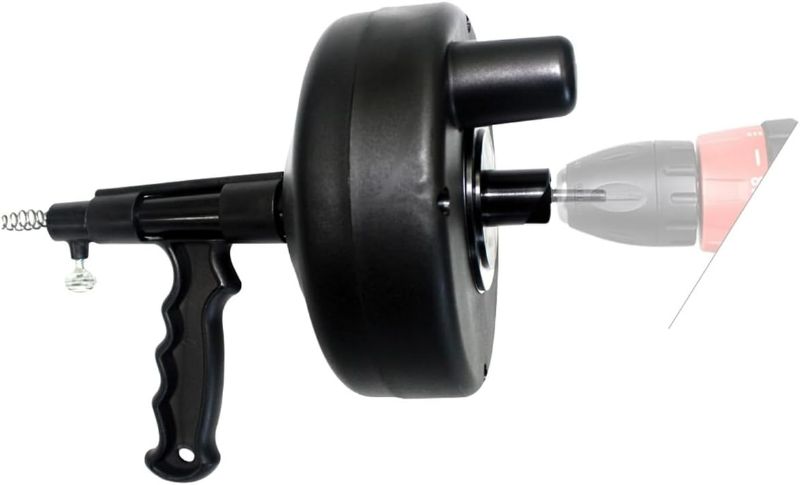 Photo 1 of Edward Tools Drain Auger Drill Attachment – 15 Ft Steel Cable Drain Snake for Sink, Tub, and Shower Clogs – Heavy-Duty High-Impact Plastic Drum – Compatible with Most Power Drills