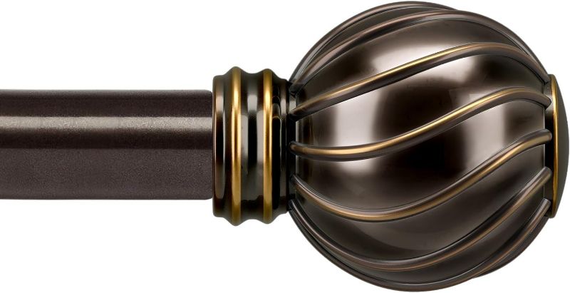 Photo 1 of Brown Curtain Rods for Windows 72 to 144 Inches Adjustable Length Heavy Duty 7/8" Diameter Window Curtain Rod with Decorative Finials for Outdoor Farmhouse Bedroom Kitchen Living Room