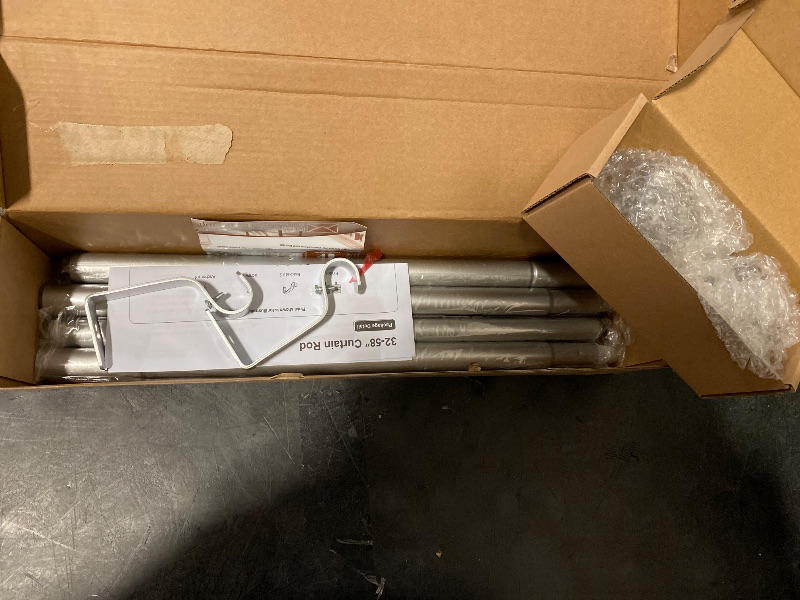 Photo 1 of Curtain Rod 32 to 58 Inches (2.6-4.8ft), USFOOK 7/8 inch Telescoping Splicing Curtain rods for Windows 20 to 54 inches, Silver Decorative Drapery Rods for Home with Translucent Finials