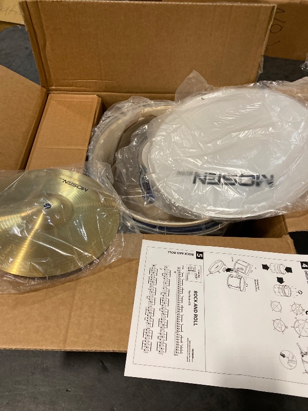 Photo 1 of Drum Set 3-Piece Beginner Drum Set Junior Drum Kit with Adjustable Throne, Cymbal, Pedal & Drumsticks Drums with Bass Tom Snare Drum - Blue