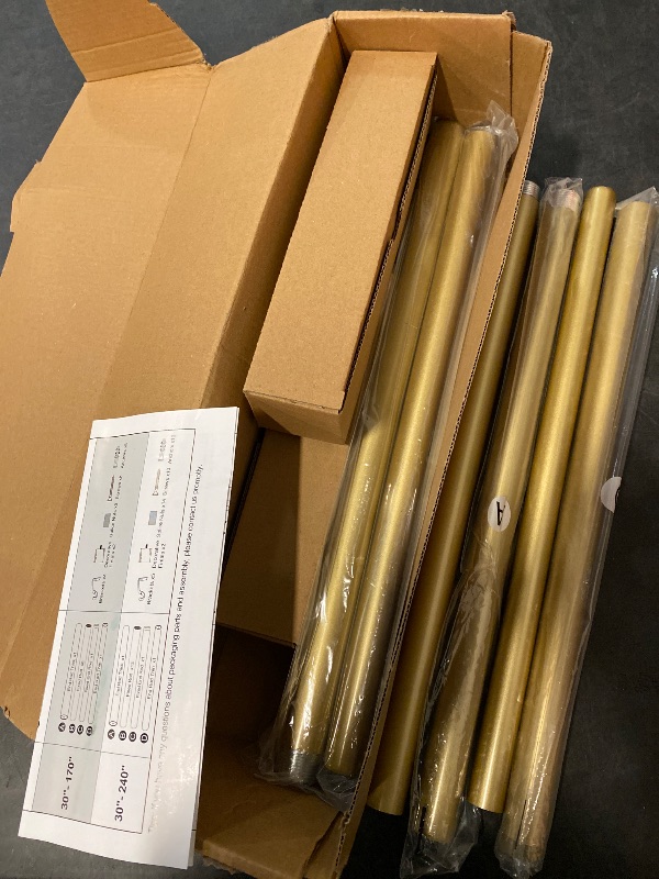 Photo 1 of 2 Pack Heavy Duty Curtain Rods for Windows 28 to 48 Inch, 1 Inch Gold Adjustable Curtain Rod Set with Easy Installation and Modern Design (A1,Gold,30-60",2Pack)