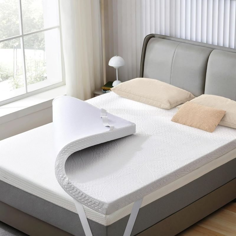 Photo 1 of (King) 3 Inch Gel Memory Foam Mattress Topper with Cooling Cover Ventilated Soft Mattress Pad, Bed Topper, CertiPUR-US Certified, King Size