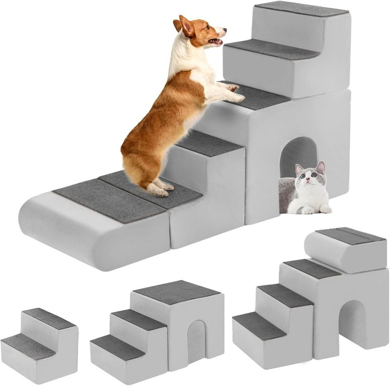 Photo 1 of 5-Tier Pet Stairs for Dogs to Get on Bed, 30 Inches Dog Stairs for High Beds & Couch, Removable Doggy Ramp for Small Dogs and Cats, Great Gifts for Your Puppy