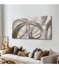 View 1 of Canvas Wall Art for Living Room Large Graffiti Wall Decor Grey and Beige