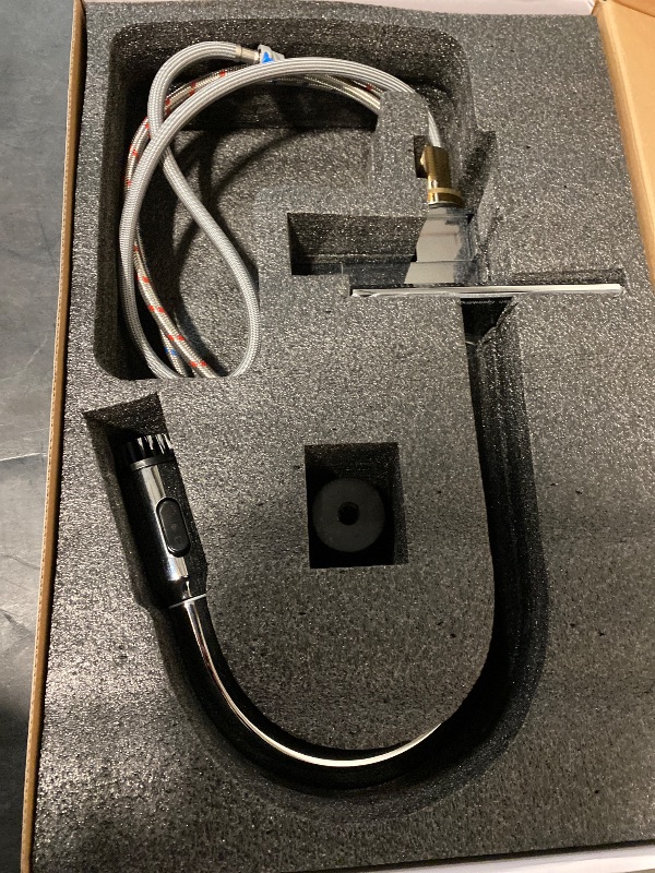 Photo 1 of Kitchen Faucet,Kitchen Sink Faucet with Pull Down Sprayer,Stainless Steel Kitchen Faucets Brushed Nickel, Waterfall Kitchen Faucet with Single Handle