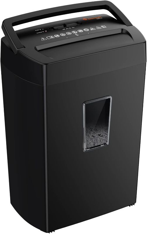 View 1 of Bonsaii 12-Sheet Cross Cut Paper Shredder, 5.5 Gal Home Office Heavy Duty Shredder for Paper, Credit Card, Mail, Staples, with Transparent Window, High Security Level P-4 (C275-A)