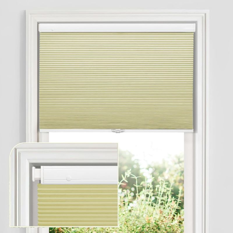 Photo 1 of Cordless 1.5" Light Filtering Cordless Cellular Shades , 29" W x 60" H, Latte