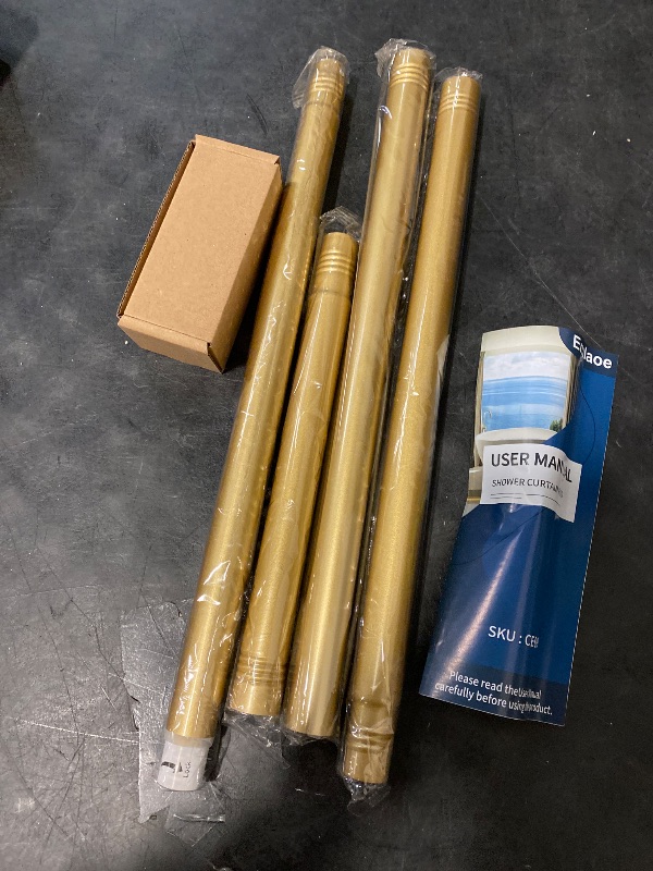Photo 1 of Gold Shower Curtain Rod 30-76 inch(2.5-6.33ft) 1PCS Shower Curtain rod No Drilling Gold Shower Rod Non-Slip Adjustable Shower Curtain Rod Never Rust for Bathroom Window Living room
