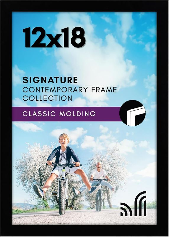 Photo 1 of Americanflat 12x18 Poster Frame with Shatter-Resistant Glass - Signature Collection - Gallery-Style Frames Made of Engineered Wood - Photo Frame for Wall Display - Black