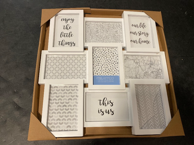 Photo 1 of Melannco 18 x 18 Inch 9 Opening Photo Collage Frame, Displays Four 4x6 and Five 6x4 Inch Photos, White