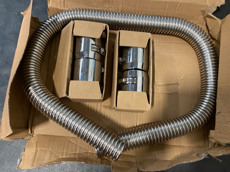 Photo 1 of 48" Flexible Radiator Hose Stainless Steel Engine Cooling Water Hose Kit Universal Water Hoses Adapter with Chrome Cap Clamp (Silver)