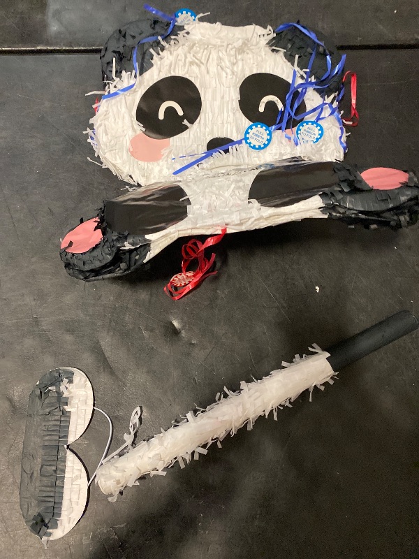 Photo 1 of Panda Pinata Set Hand Made Animal Pinata with Stick and Blindfold, Perfect for Birthday Party,Theme Party, Decoration (Panda)