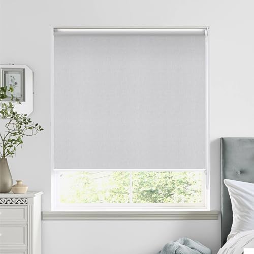 Photo 1 of HOMEBOX 100% Blackout Roller Shade, Striped Jacquard Room Darkening Blinds with UV Protection, Pull Down Blinds for Windows(Grey?25" W x72 H)