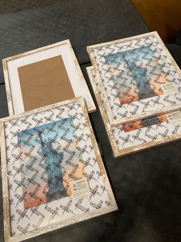 Photo 1 of 15x12 Frame Beige Shabby Chic Solid Wood Picture Frame | 1.25 Inch Moulding Width | Interior Frame Depth 0.5 Inches | Mastic Distressed Photo Frame Complete with UV Acrylic, Foam Board Backing