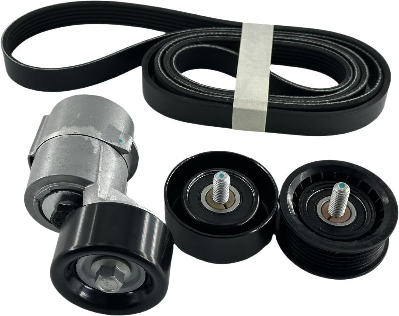 View 1 of Drive Belt Tensioner Serpentine Belt Idler Pulley Kit Fit for Hyundai Santa Fe Sonata Tucson Kia Forte Magentis Optima Sorento Replaces 6PK2125 2528125000 2528825001 2528725110