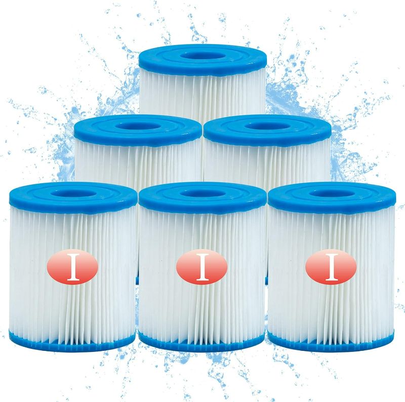 Photo 1 of Type I Pool Filter Cartridge, 58093 Replacement Filter Cartridge for 300/330 Gal/H Filter Pump, for Summer Waves Above Ground Pool Pump (6 Pcs)