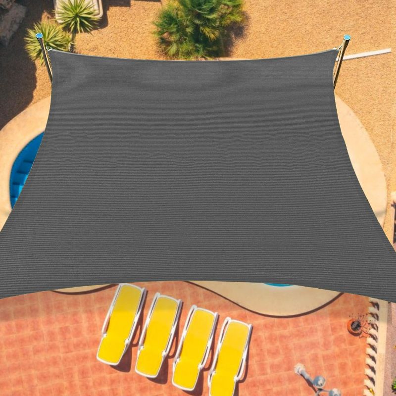 Photo 1 of 16'x20' Sun Shade Sail Curved Commercial Outdoor Shade Cover Dark Grey Rectangle Heavy Duty Permeable 185GSM UV Block Sunshade for Backyard Yard Deck Patio Garden Outdoor Activities and Facility