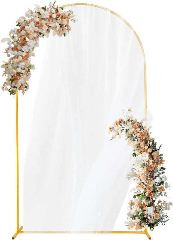 Photo 1 of Arch Backdrop Stand 5FT Gold Wedding Balloon Arched Backdrop Stand Metal Arch Frame for Birthday Party Bridal Baby Shower Ceremony Decoration