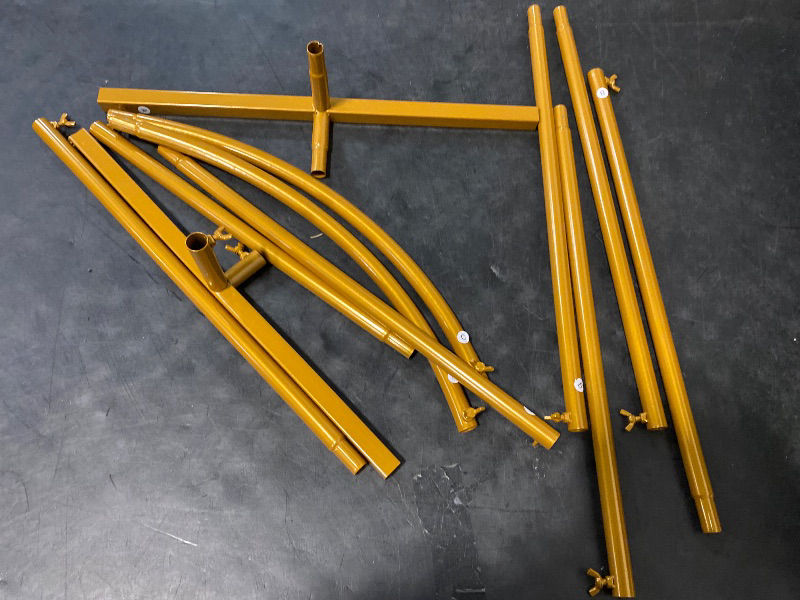 Photo 1 of Arch Backdrop Stand 5FT Gold Wedding Balloon Arched Backdrop Stand Metal Arch Frame for Birthday Party Bridal Baby Shower Ceremony Decoration