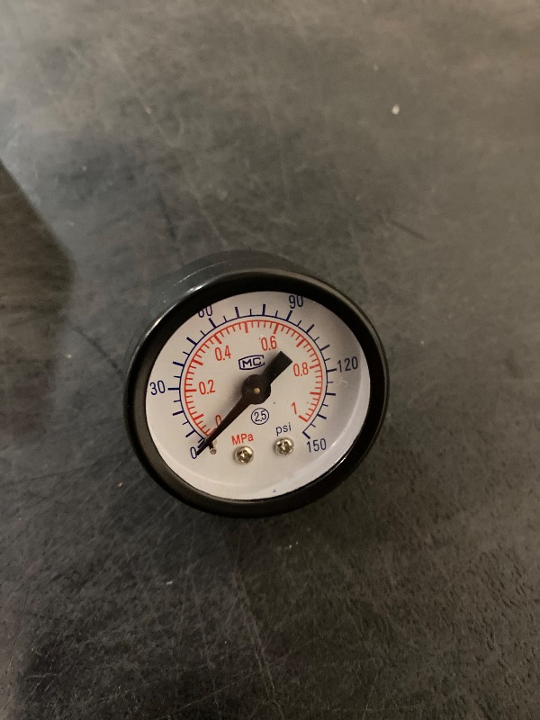 Photo 1 of Air Pressure Gauge for Air Compressor 1-1/2" Dial Center Back Mount, 1/8" NPT,0-200 Psi