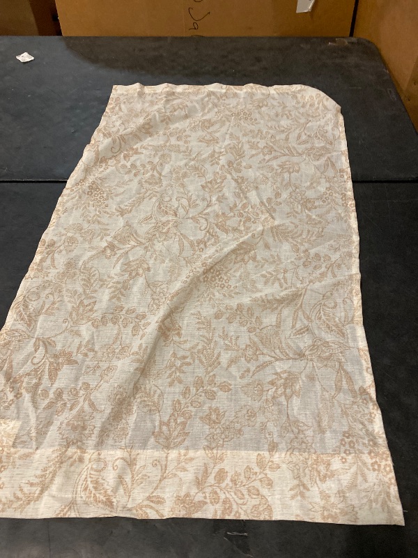 Photo 1 of Floral Kitchen Curtains 45 Inch Linen Tier Curtains Farmhouse Cafe Half Window Drapes for Small Windows Light Filtering Taupe on Beige for Living Room Bathroom Back Tab 2 Panels