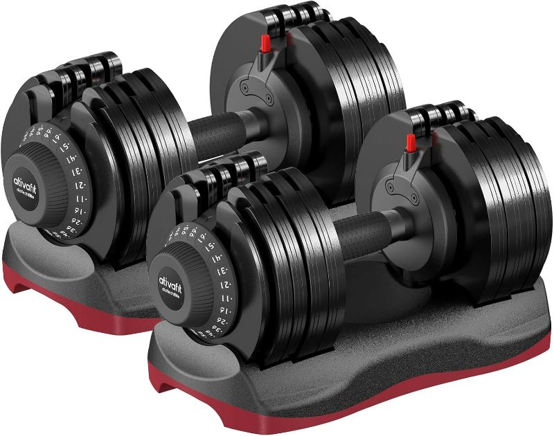 Photo 1 of ATIVAFIT Adjustable Dumbbell Pair 12-in-1 Quick Dial Safety Lock Anti-Slip Grip Space-Saving Home Gym