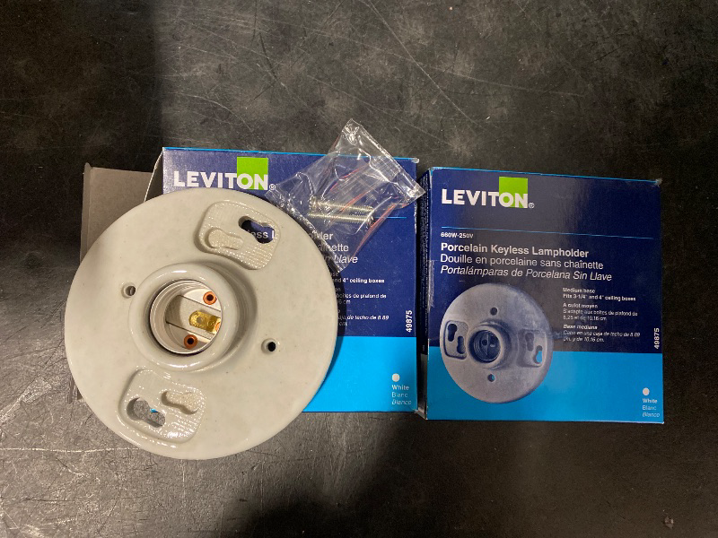 Photo 1 of Leviton Porcelain Incandescent Medium Base Keyless Lampholder 2 Pack