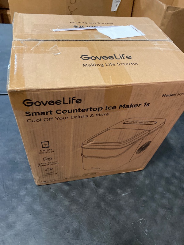 Photo 1 of GoveeLife Smart Ice Maker Countertop, Portable Ice Machine with Voice Control, 9 Ice Cubes in 6 Minutes 3 Sizes, 26lbs/24Hrs, Self Cleaning RGB Lights, Quiet Ice Maker with Scoop for Kitchen Silver